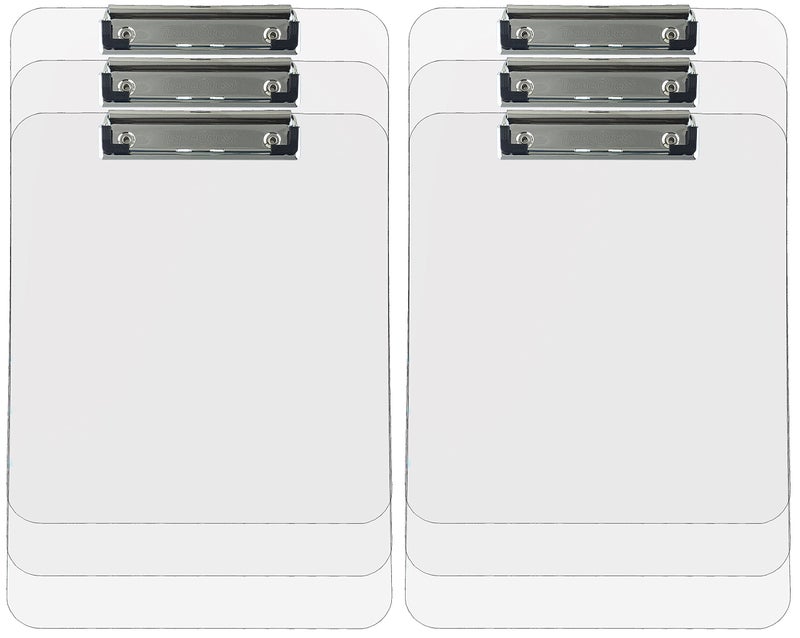 Trade Quest Plastic Clipboard Transparent Color Letter Size Low Profile Clip (Pack of 6) (Clear) - Image 1